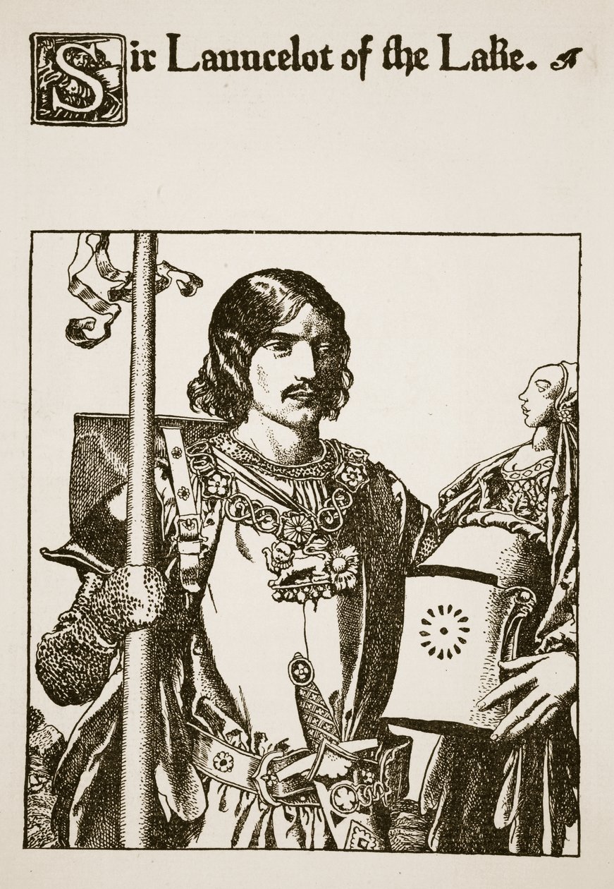 Sir Launcelot of the Lake, kuvitus teoksesta "Pyöreän pöydän mestareiden tarina" tekijältä Howard Pyle