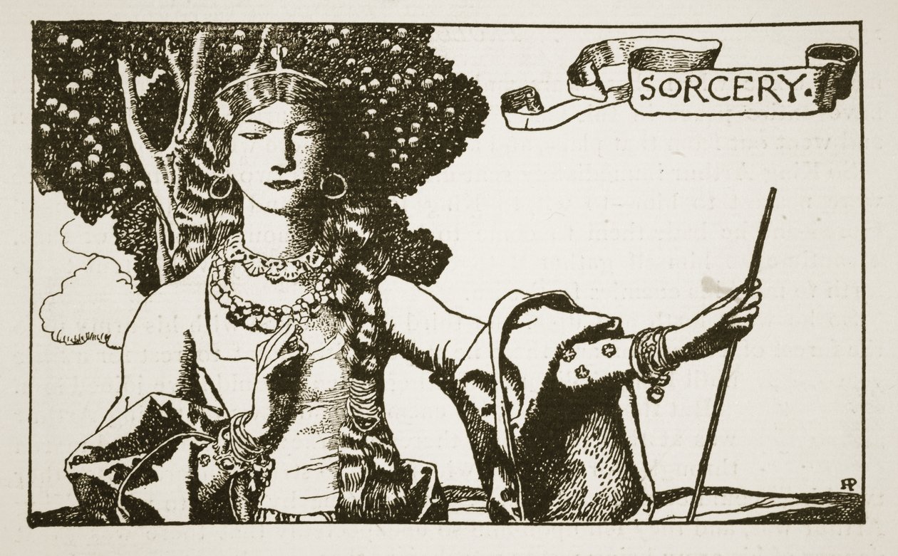 Noituus, kuvitus teoksesta "Kuningas Arthurin ja hänen ritariensa tarina", 1903 tekijältä Howard Pyle