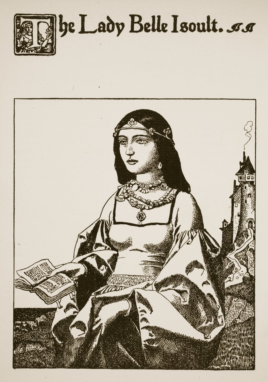 Lady Belle Isoult, kuvitus teoksesta "Pyöreän pöydän mestareiden tarina" tekijältä Howard Pyle
