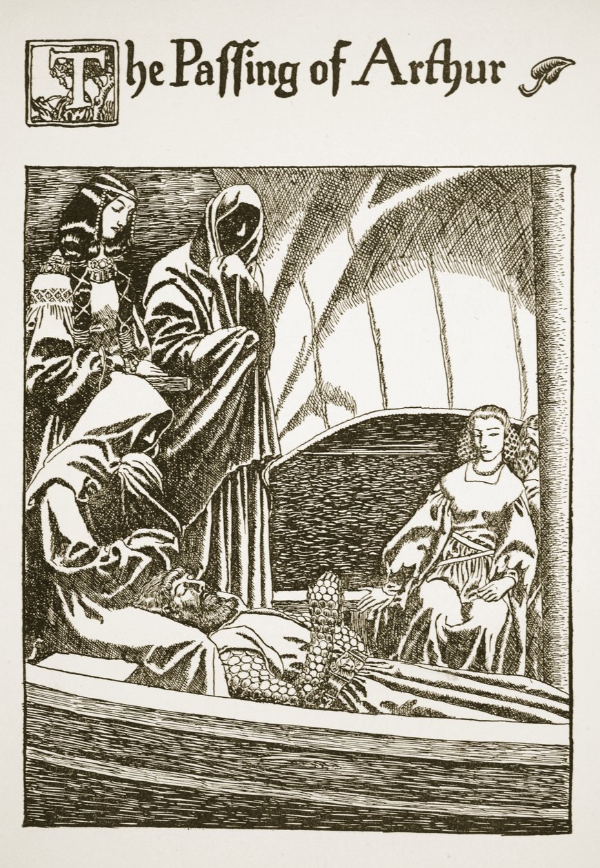 Arthurin kuolema, kuvitus teoksesta "Graalin tarina ja Arthurin kuolema", n. 1910 tekijältä Howard Pyle