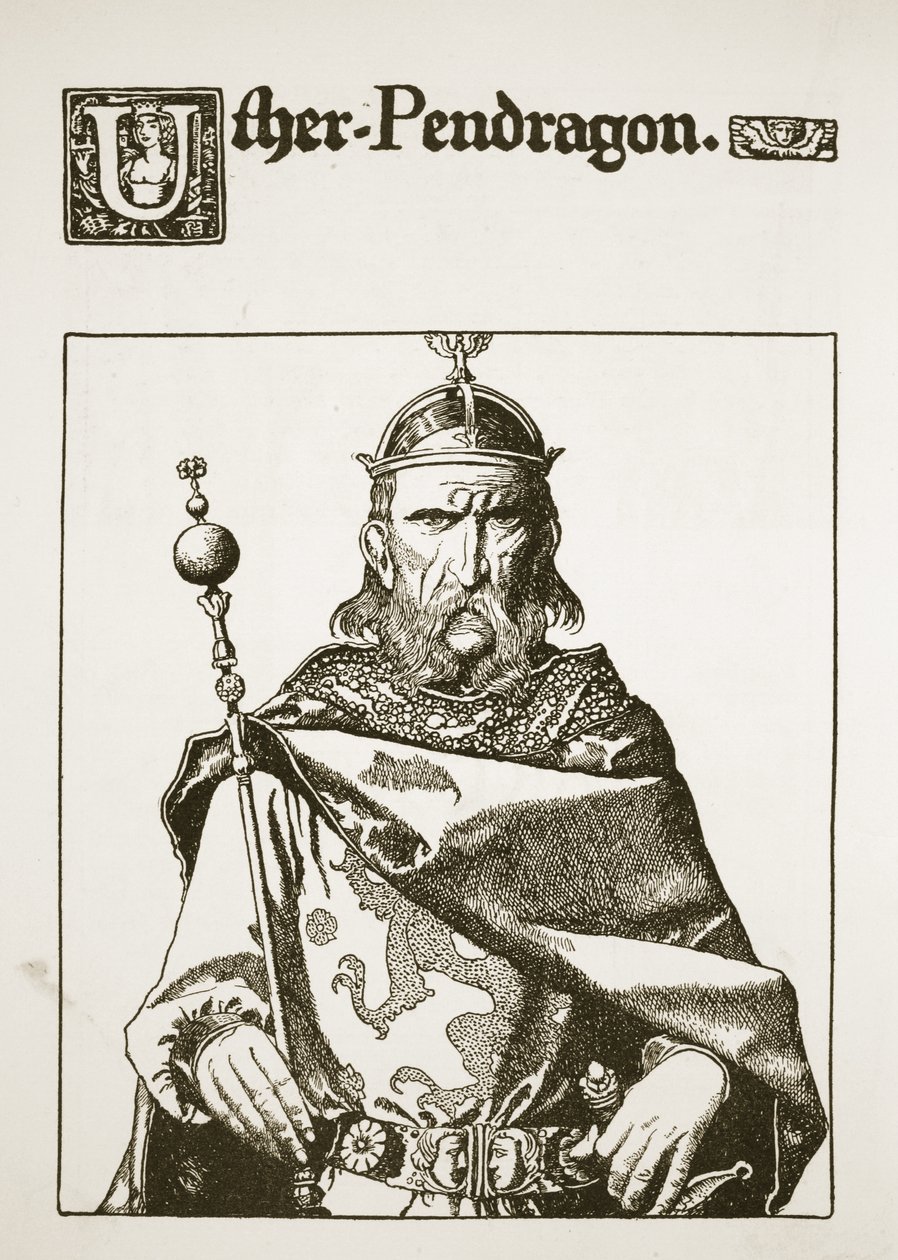 Uther Pendragon, kuvitus teoksesta "Kuningas Arthurin ja hänen ritariensa tarina", 1903. tekijältä Howard Pyle