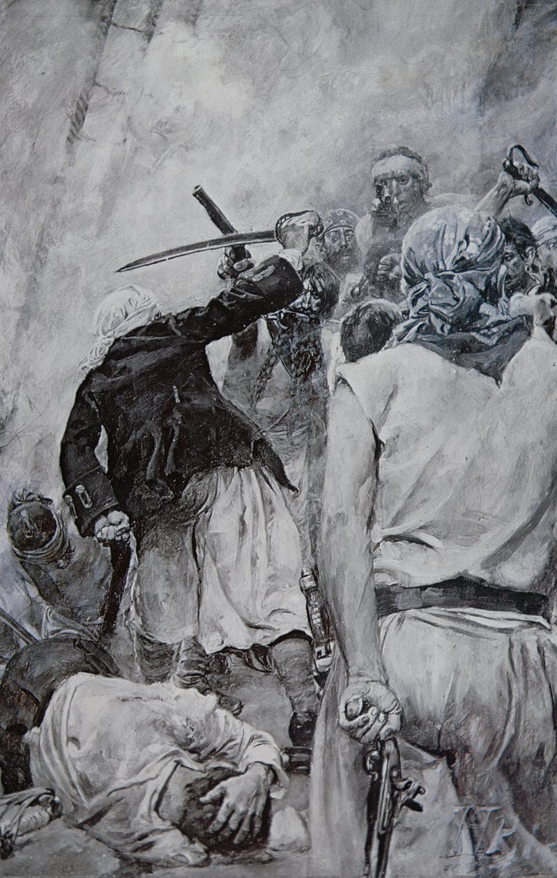 Merirosvotaistelu (litho) tekijältä Howard (after) Pyle