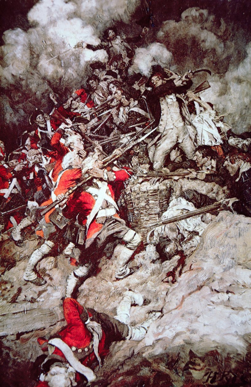 He nousivat kaiteeseen ja menivät yläpuolelle, Pell Mell, brittien päälle, n. 1897 (väri litho) tekijältä Howard (after) Pyle