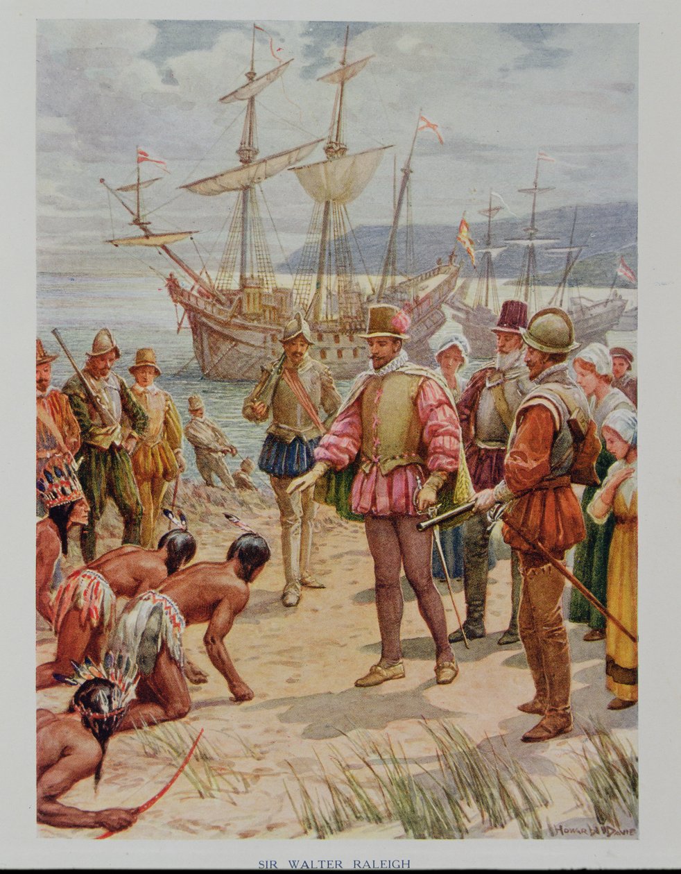 Sir Walter Raleigh (1552-1618) laskeutui Virginiaan tekijältä Howard Davie