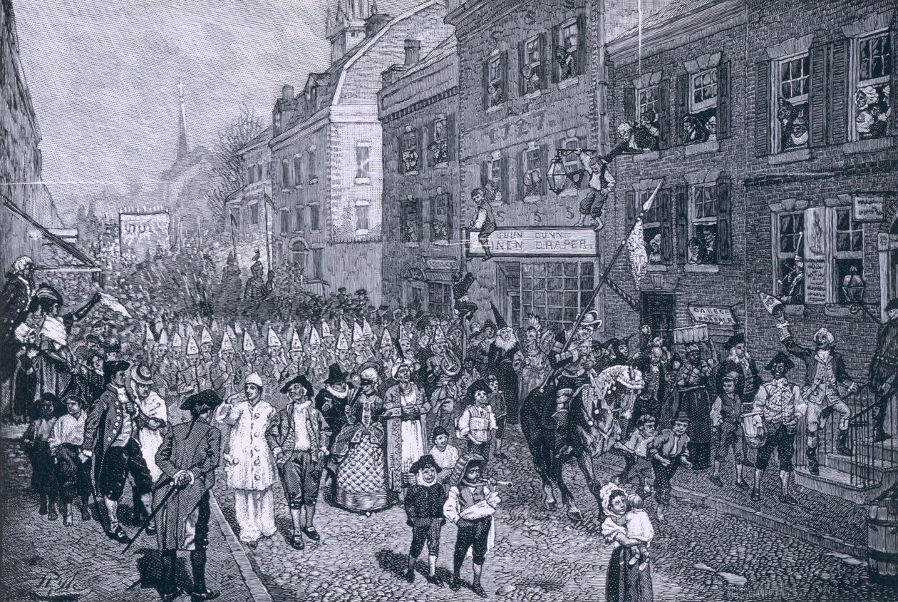 Carnival at Philadelphia, kuvitus "The Battle of Monmouth Court House":sta, kirjoittanut Benson J. Lossing, pub. Harper