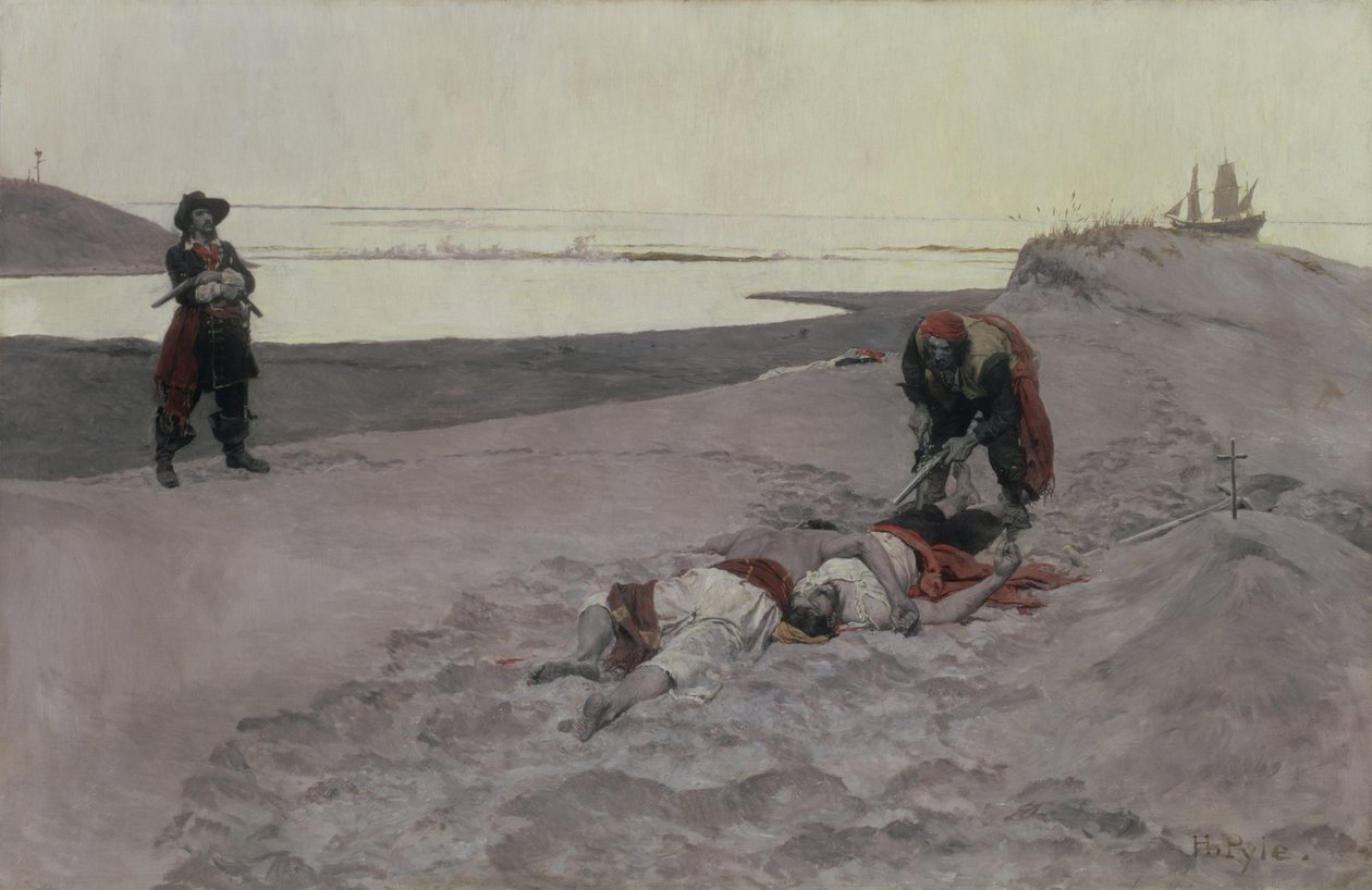 Kuolleet miehet eivät kerro tarinoita, 1899 (öljy kankaalle ja grisaille) tekijältä Howard Pyle