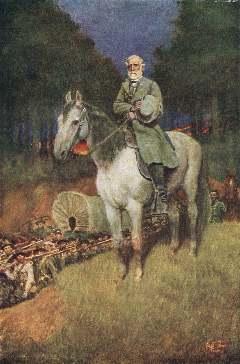 Kenraali Lee kuuluisassa laturissaan "Traveller", kuva A.R.H.:n teoksesta "General Lee as I Knew Him". Ranson, pubi. Harper