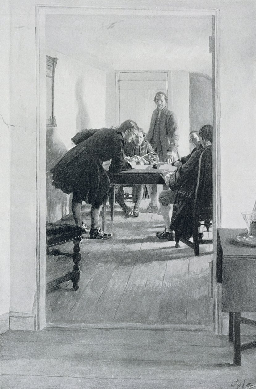 Old Raleigh Tavernissa, kuvitus Woodrow Wilsonin pubista "At Home in Virginia". Harper