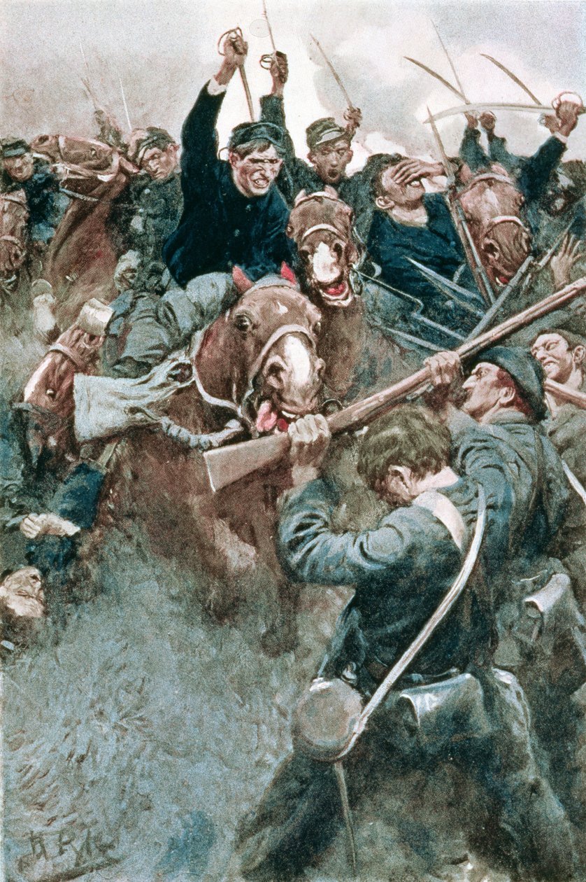 Jacksonin prikaati seisomassa kuin kivimuuri ennen liittovaltion hyökkäystä härkäjuoksussa, kuvitus Robert W. Chambersin teoksesta "Non-Combatants", pub. Harper