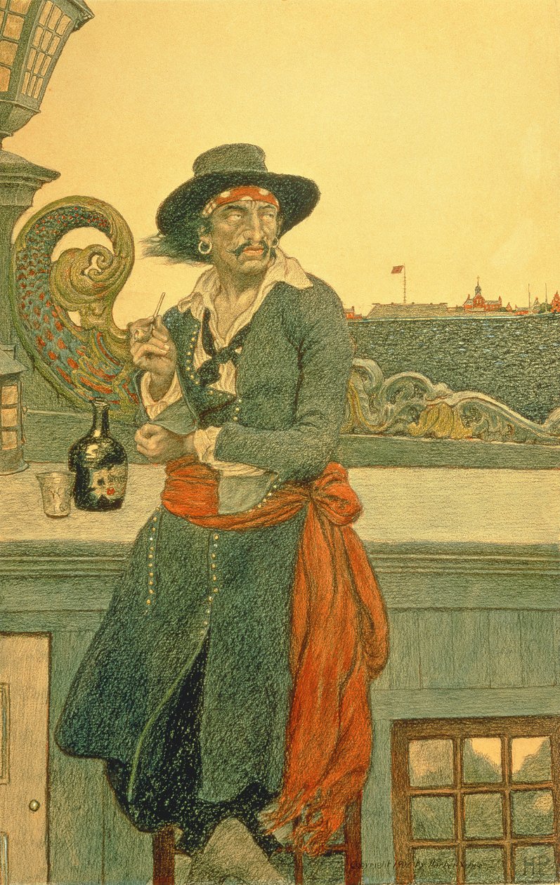 Kidd on the Deck of the Adventure Galley, John D. Champlinin teoksesta The True Captain Kidd, julkaistu Harper