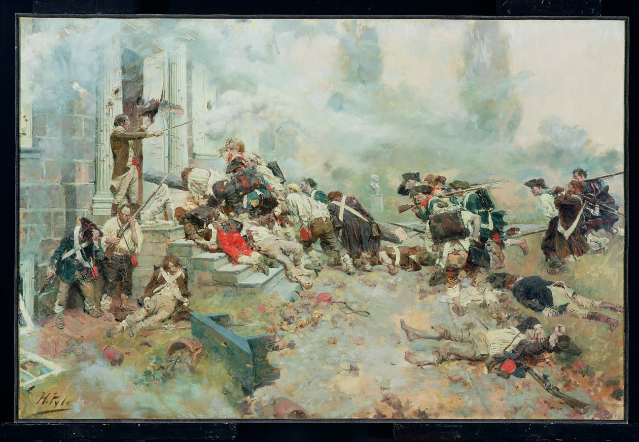The Attack Upon the Chew House, Henry Cabot Lodgen (1850-1924) teoksesta The Story of the Revolution, julkaistu Scribner