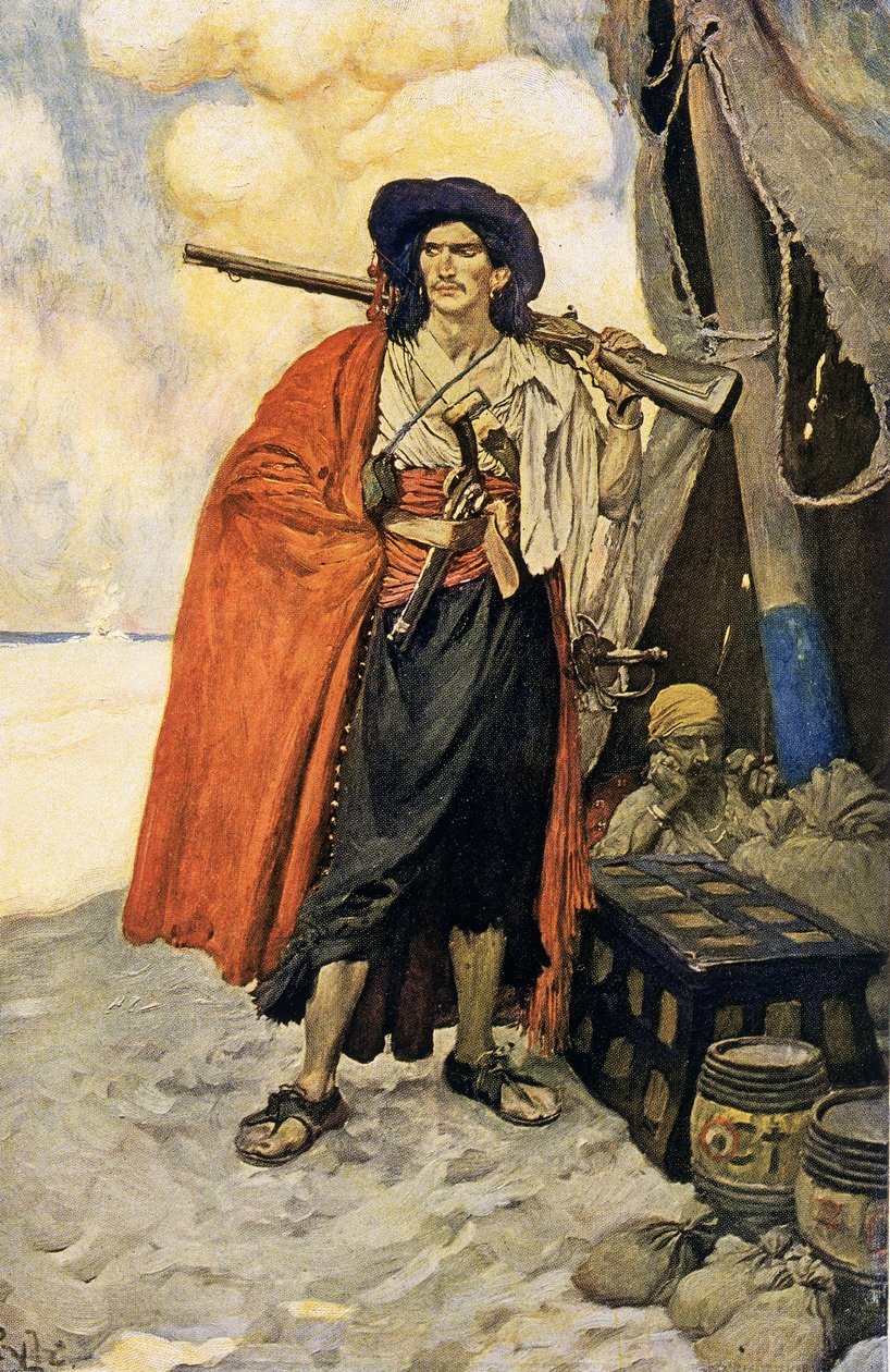 Merirosvo oli maalauksellinen kaveri, 1900-luvun alku (kirjakuvitus) tekijältä Howard Pyle