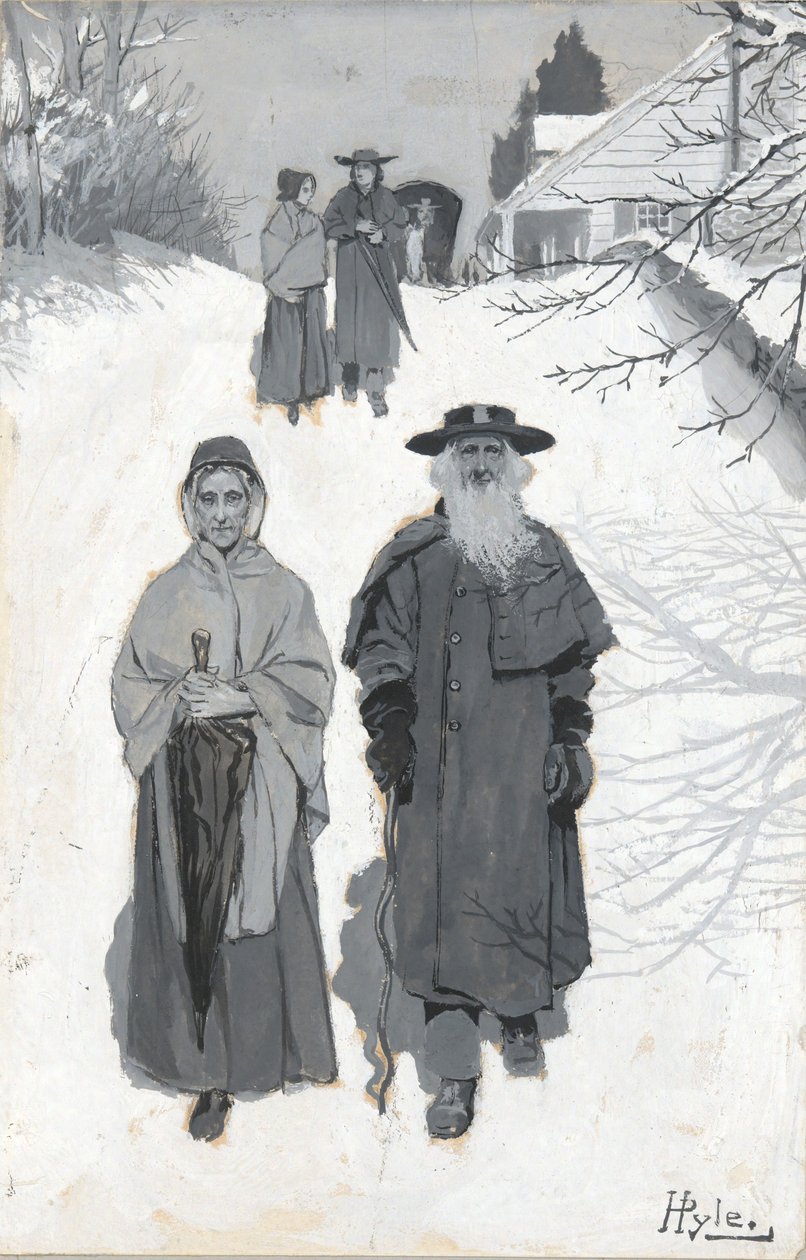 The Dunkers - Going to Meeting, piirros Harperissa julkaistusta kuvasta tekijältä Howard Pyle