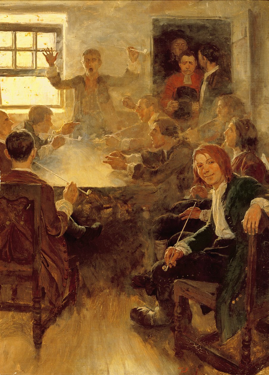 Opiskelijaelämä vuonna 1679, Edward S. Martinin "Undergraduate Life at Harvard" -julkaisusta, julkaistu Scribner