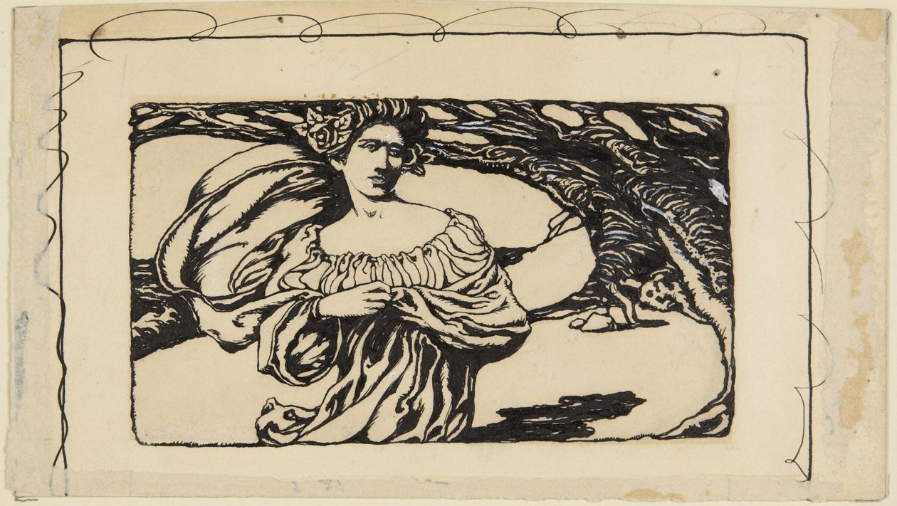 Nainen ja puu (Horatiuksen kuvitus) tekijältä Howard Pyle