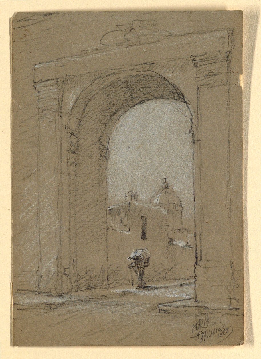 Piirros, Kaupungin portti Meksikossa., 1888 tekijältä Howard Russell Butler