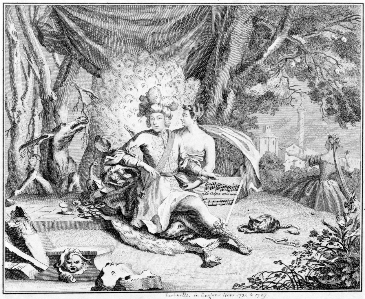 Satiiri kastraattilaulajasta, 1730-40 tekijältä Hubert Francois Gravelot