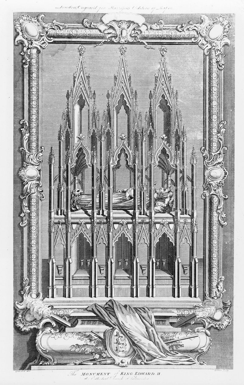 Edward II:n (1284-1327) muistomerkki Gloucesterin katedraalissa tekijältä Hubert Francois Gravelot