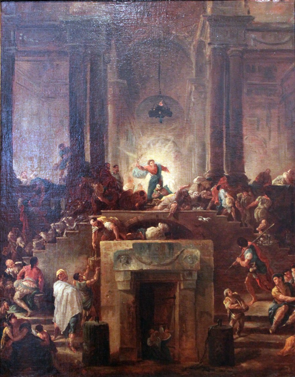 Christus verjagt die Geldwechsler aus dem Tempel tekijältä Hubert Robert