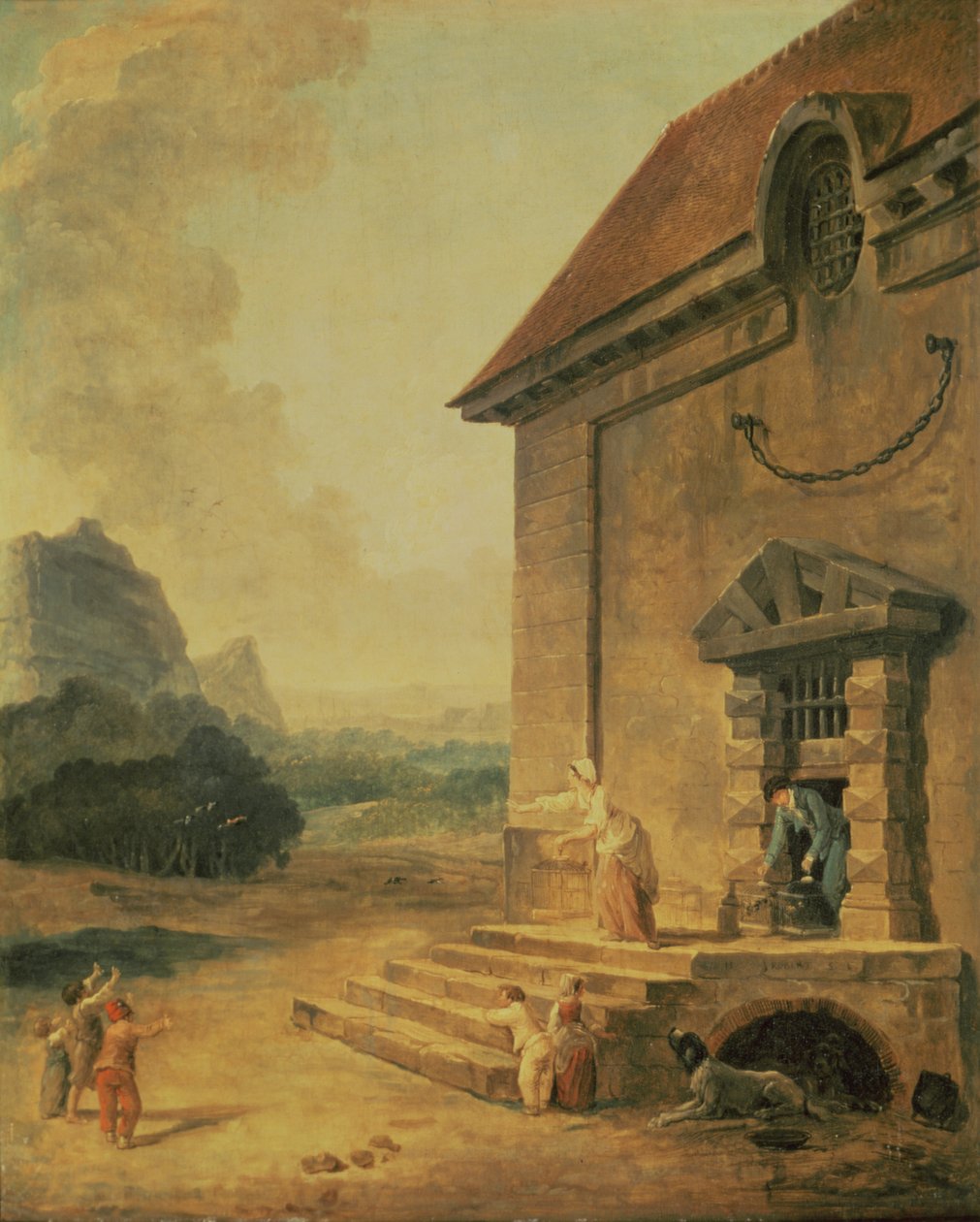 Lintujen vapauttaminen, 1794 tekijältä Hubert Robert