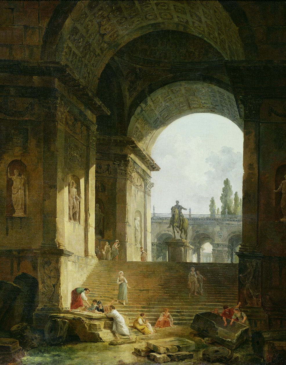 Maalauksellinen näkymä Capitolille tekijältä Hubert Robert