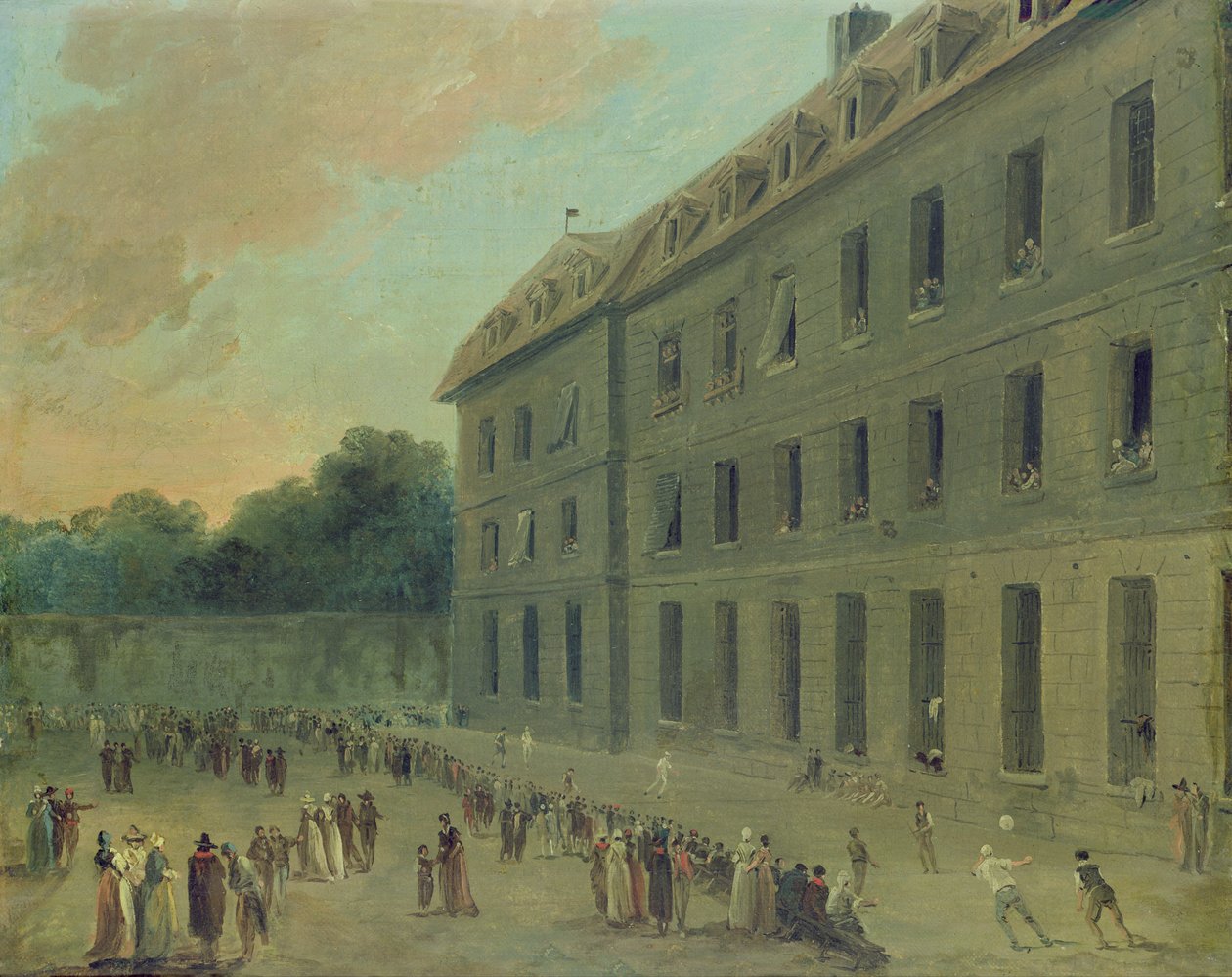 Virkistys Saint-Lazaren vankilassa tekijältä Hubert Robert