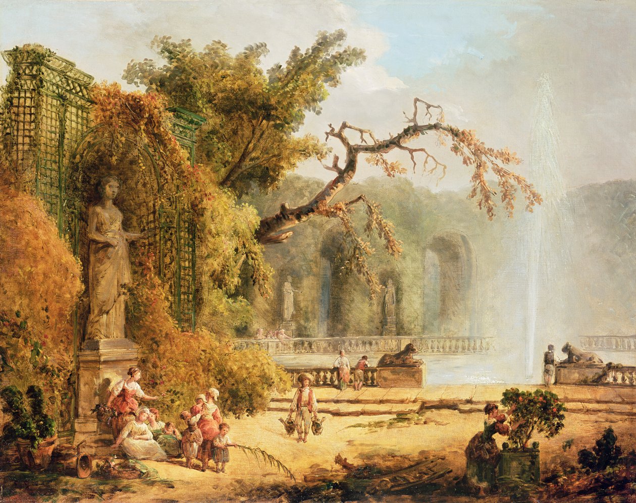 Romanttinen puutarhamaisema tekijältä Hubert Robert