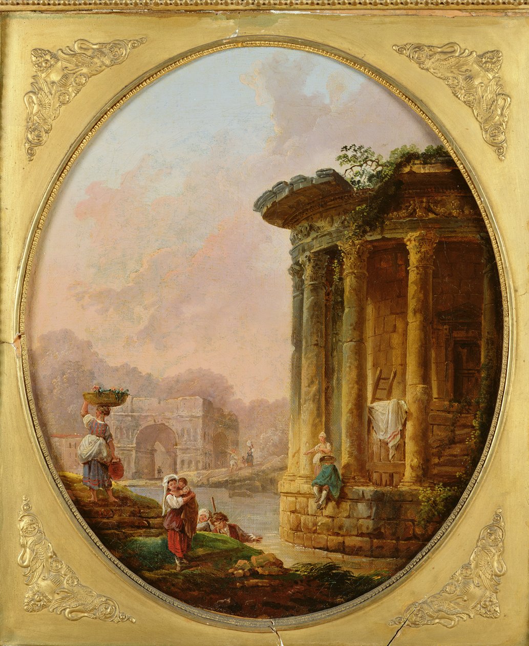 Vestan temppeli ja Janus Quadrifonsin kaari tekijältä Hubert Robert