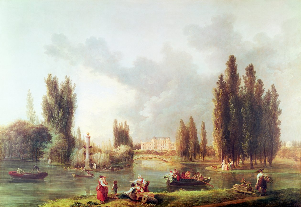 Puisto ja linna Merevillessä tekijältä Hubert Robert