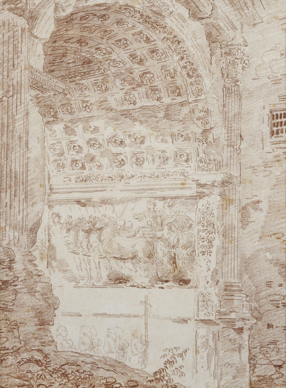 Rooman voitto, Tituksen kaari (punainen liitu paperille) tekijältä Hubert Robert