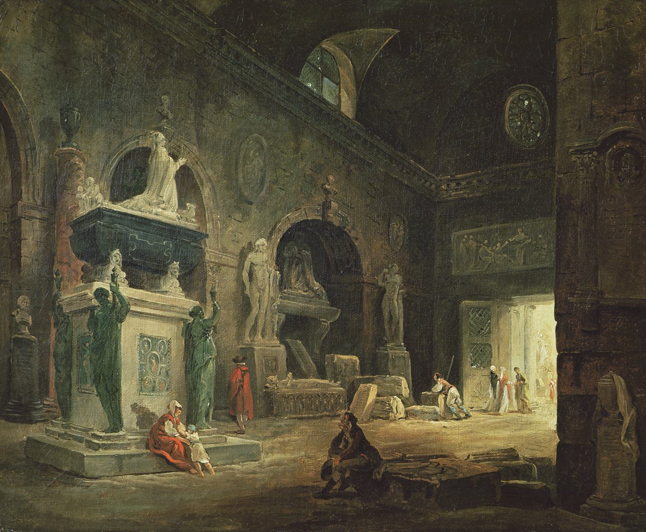 Näkymä galleriaan Musee des Monuments Francais -museossa tekijältä Hubert Robert