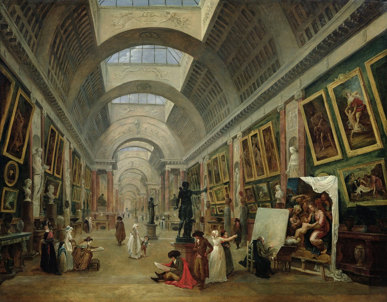 Näkymä Louvren suuresta galleriasta, 1796 tekijältä Hubert Robert