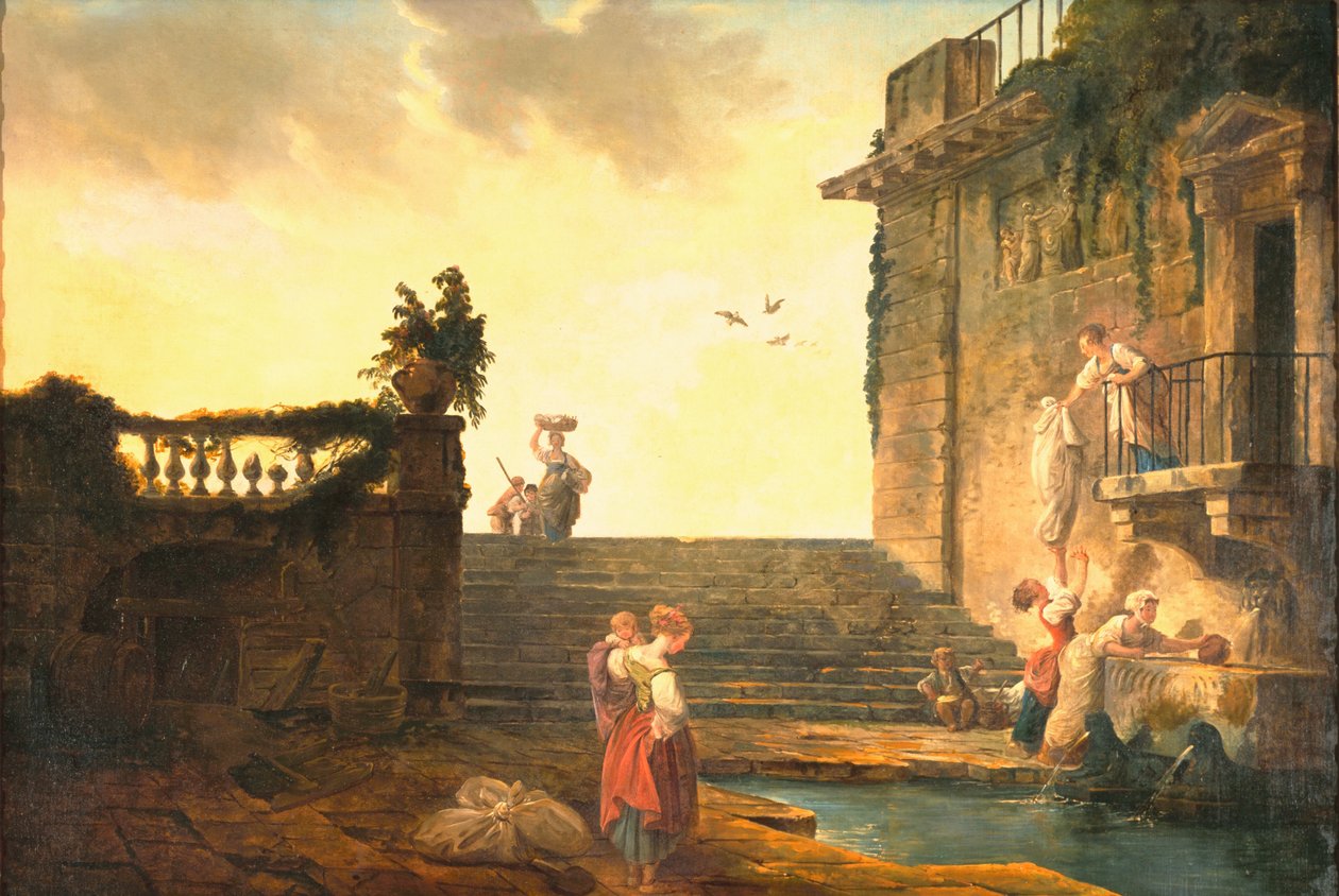 Pesijanaiset suihkulähteellä, n. 1770-1775 tekijältä Hubert Robert