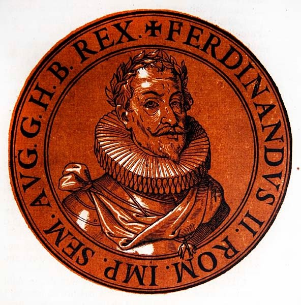 Medaljonkimuotokuva Ferdinand II:sta, Pyhän Rooman keisarista tekijältä Hubert (after) Goltzius