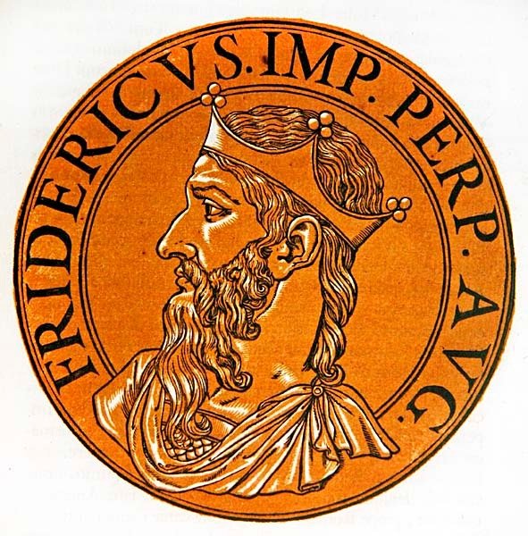 Frederick I Barbarossan medaljonkimuotokuva tekijältä Hubert (after) Goltzius
