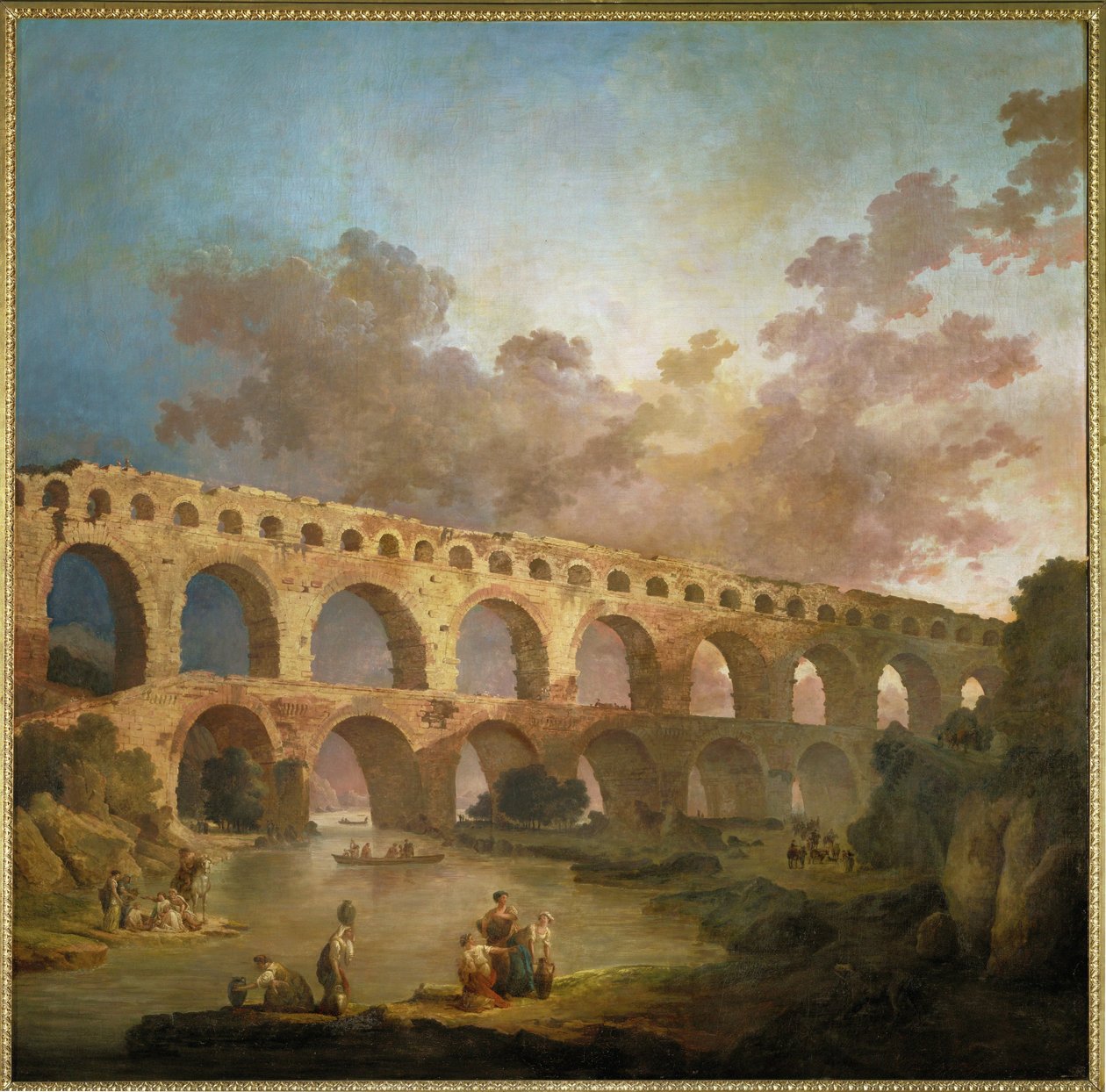 Le Pont du Gard. Roomalainen akvedukti Gard-joen yli ... tekijältä Hubert (circle of) Robert