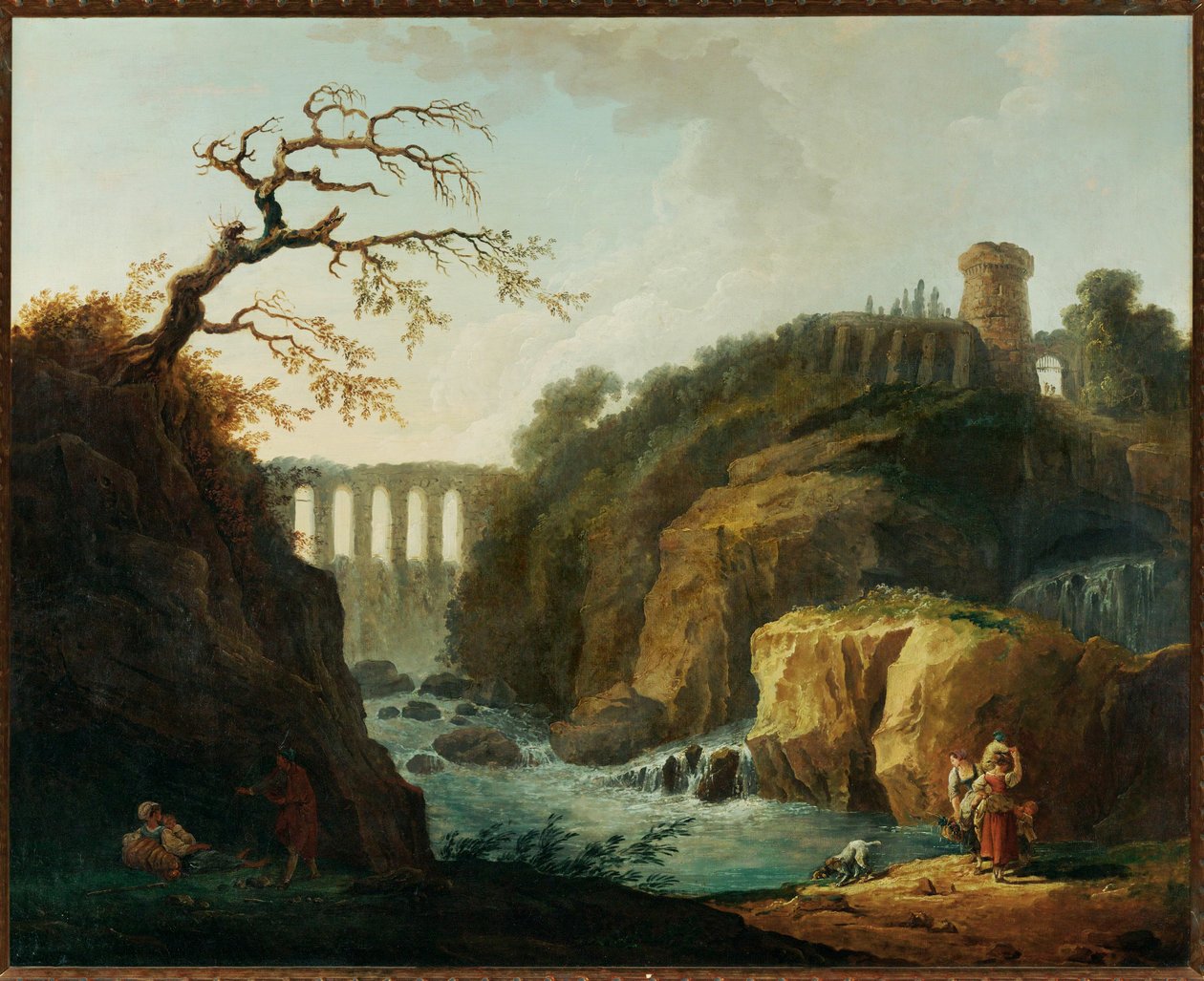 Paysage avec aqueduc et torrent - Maisema vesijohdon ja virran kanssa ... tekijältä Hubert (circle of) Robert
