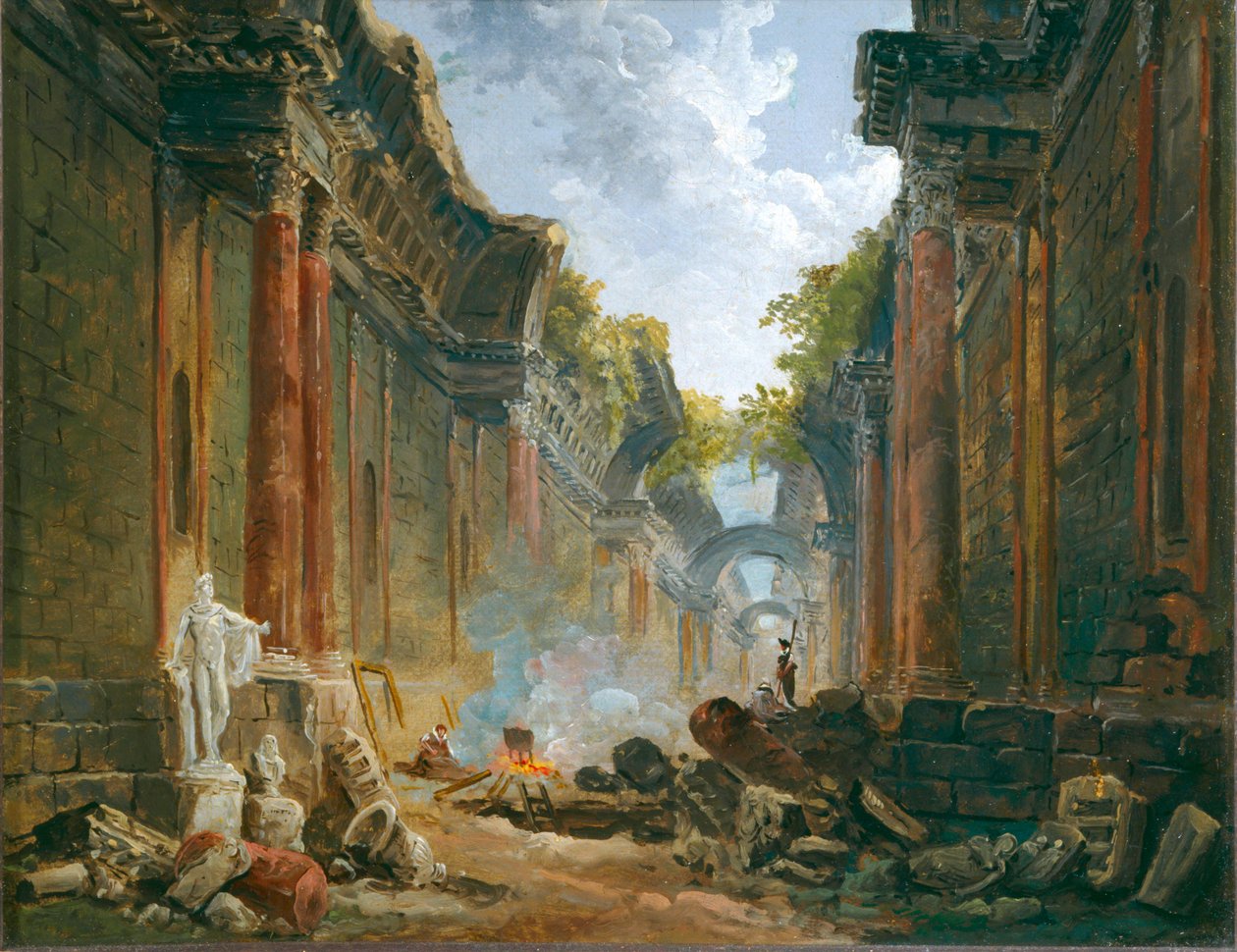 Vue imaginaire de la Grande Galerie en ruine - Kuvitteellinen näkymä raunioituneesta suuresta galleriasta ... tekijältä Hubert (circle of) Robert