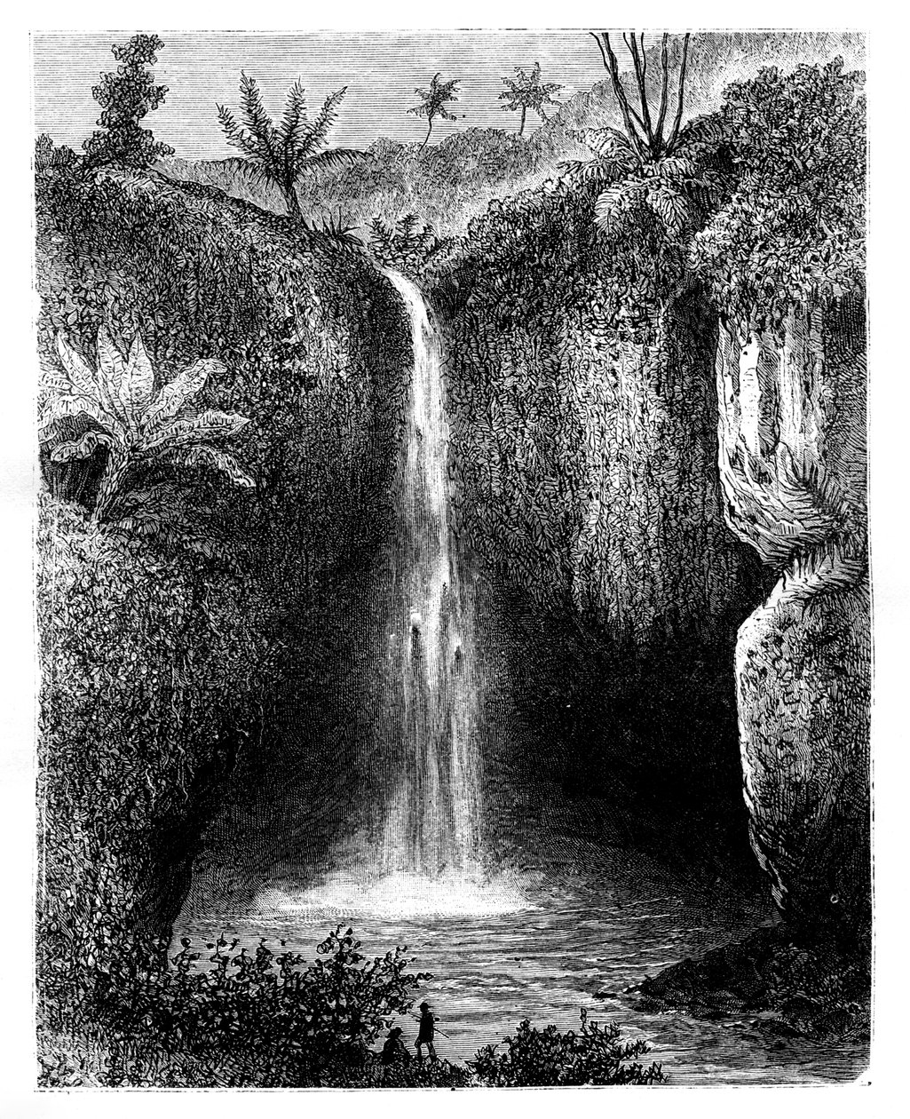 Joen pudotus, Tondano, Indonesia, 1800-luku. tekijältä Hubert Clerget
