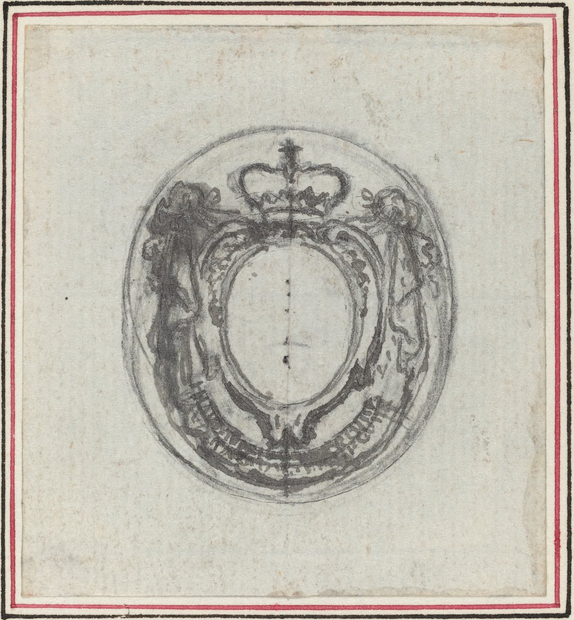 Armorial Cartouche kruunulla ja swageilla tekijältä Hubert Francois Gravelot