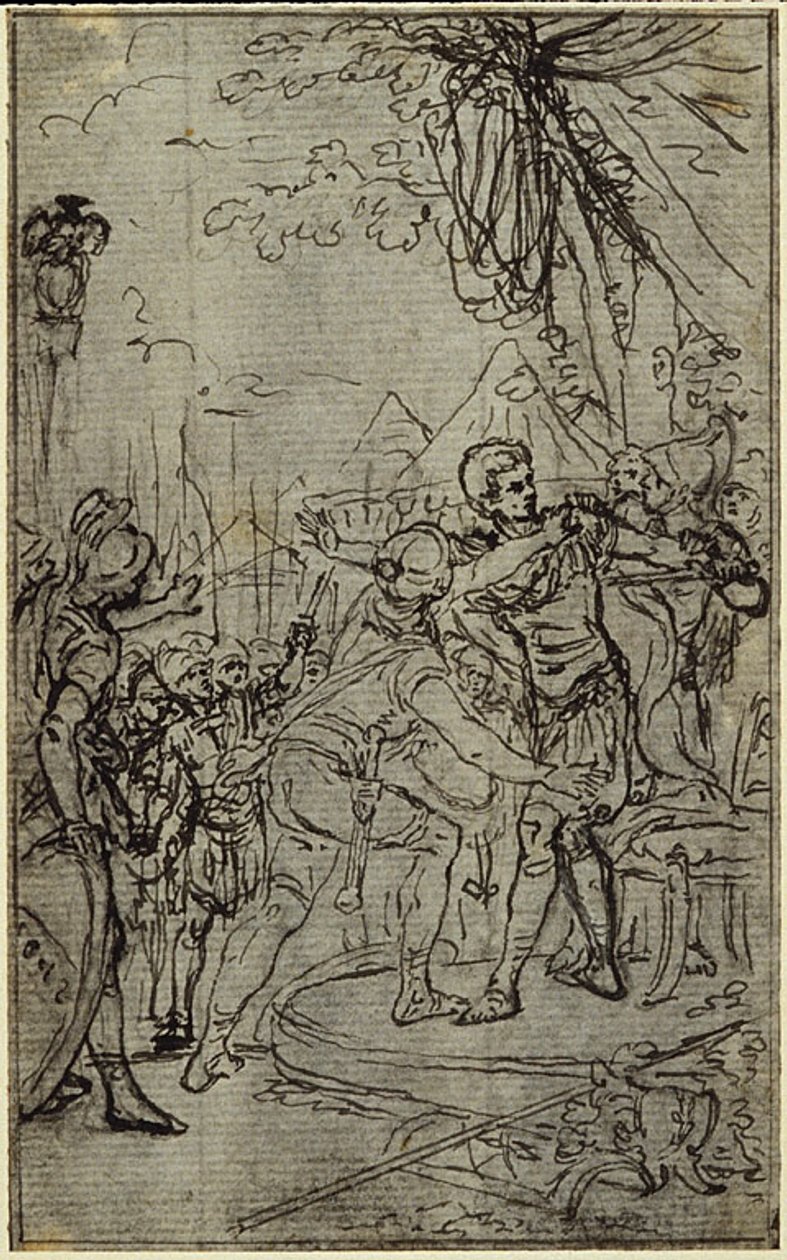 Tutkimus kuvitusta varten Tacitus "Tiberius, tai Kuusi ensimmäistä vuosikerran kirjaa" Kirja I, 1. osa, 3. tutkimus. tekijältä Hubert Francois Gravelot