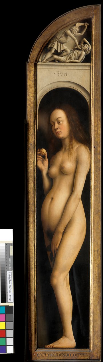 Eve, yksityiskohta Gentin alttaritaulun vasemmasta siivestä tekijältä Hubert & Jan van (1390 1441) Eyck
