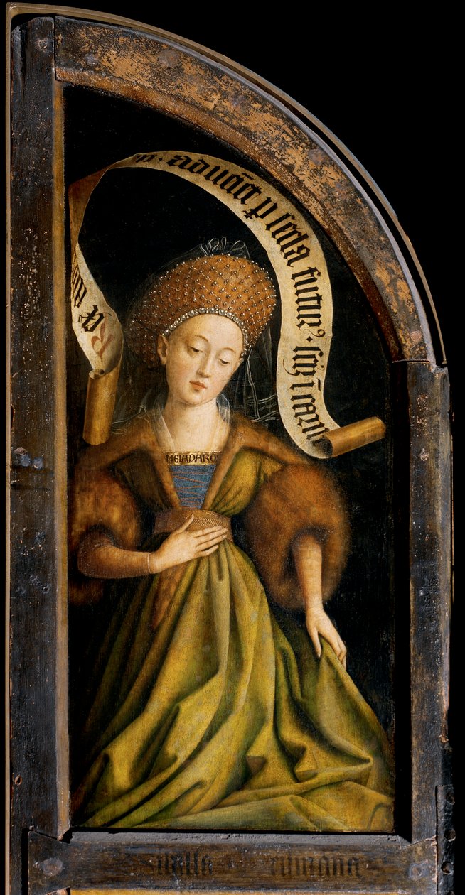 Cumaean Sibyl, Gentin alttaritaulun oikean siiven ulkopuolelta tekijältä Hubert & Jan van (1390 1441) Eyck