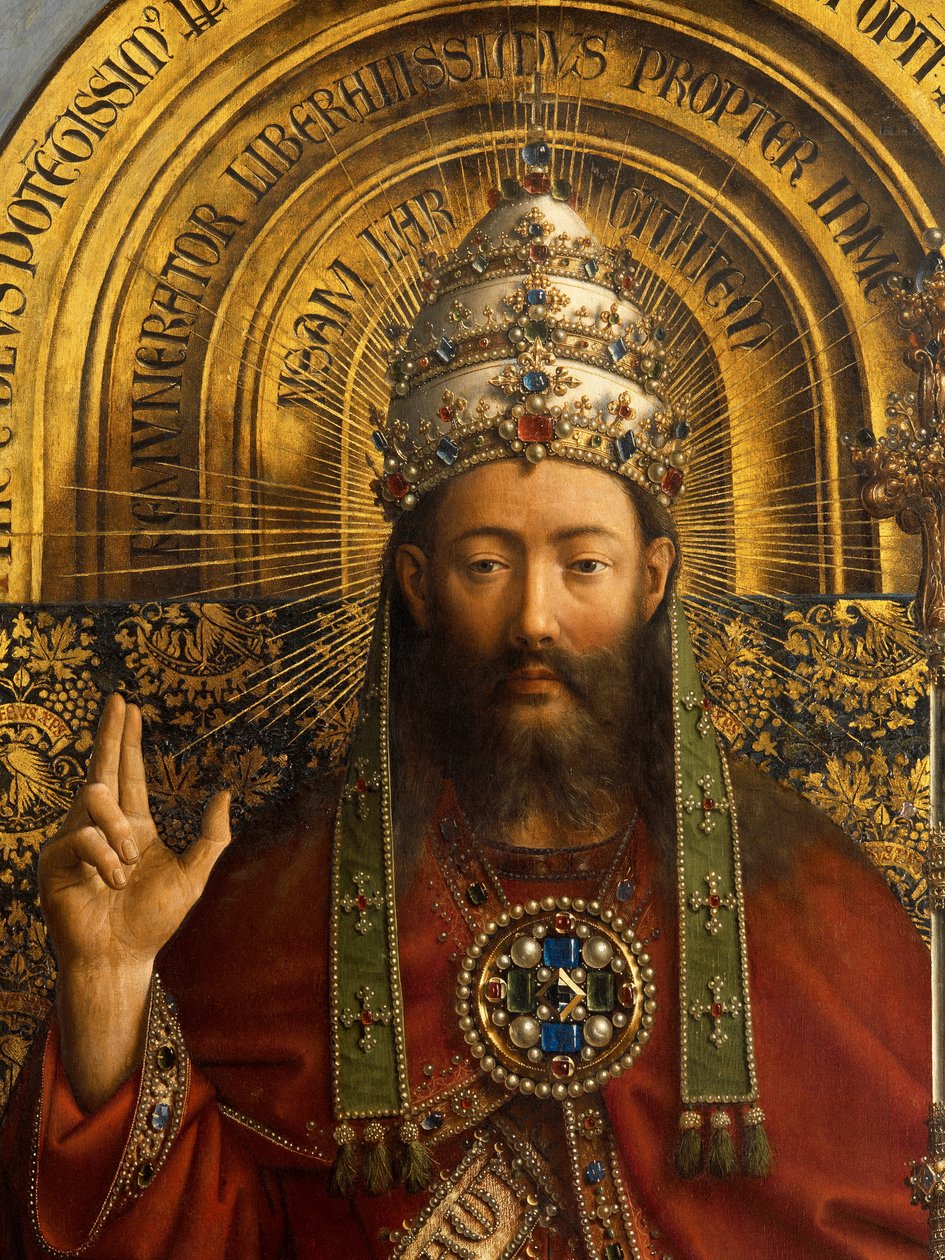 Yksityiskohta Isäjumalasta, Gentin alttaritaulun keskipaneeli tekijältä Hubert & Jan van (1390 1441) Eyck