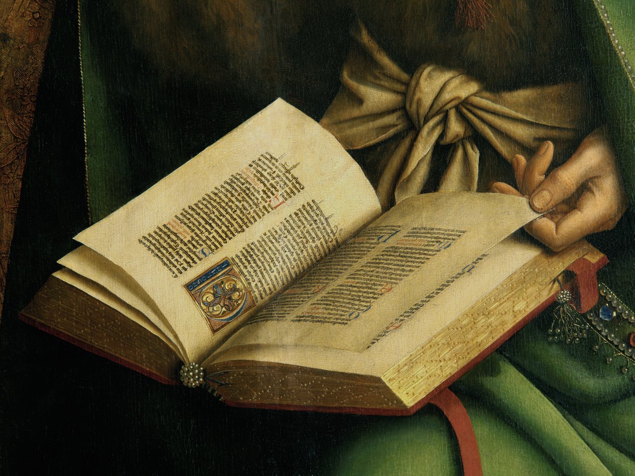 Yksityiskohta Johannes Kastajasta Gentin alttaritaulusta tekijältä Hubert & Jan van (1390 1441) Eyck