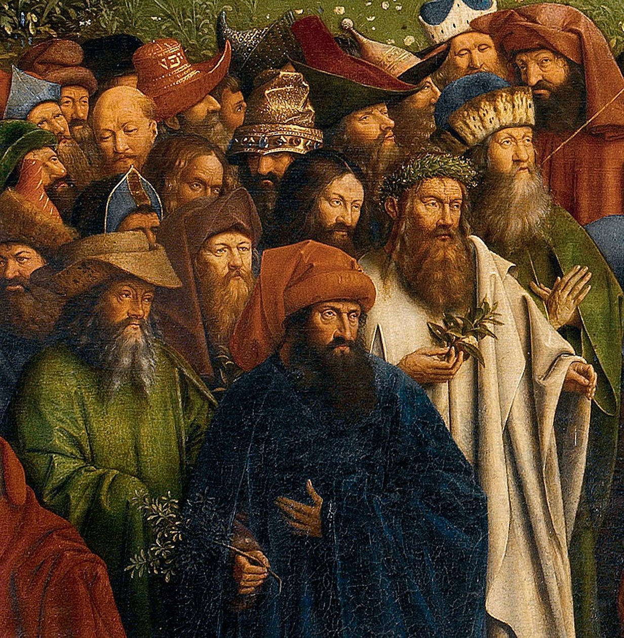 Yksityiskohta Mystisen Karitsan palvonnasta, Gentin alttaritaulusta, keskipaneelin alaosa tekijältä Hubert & Jan van (1390 1441) Eyck
