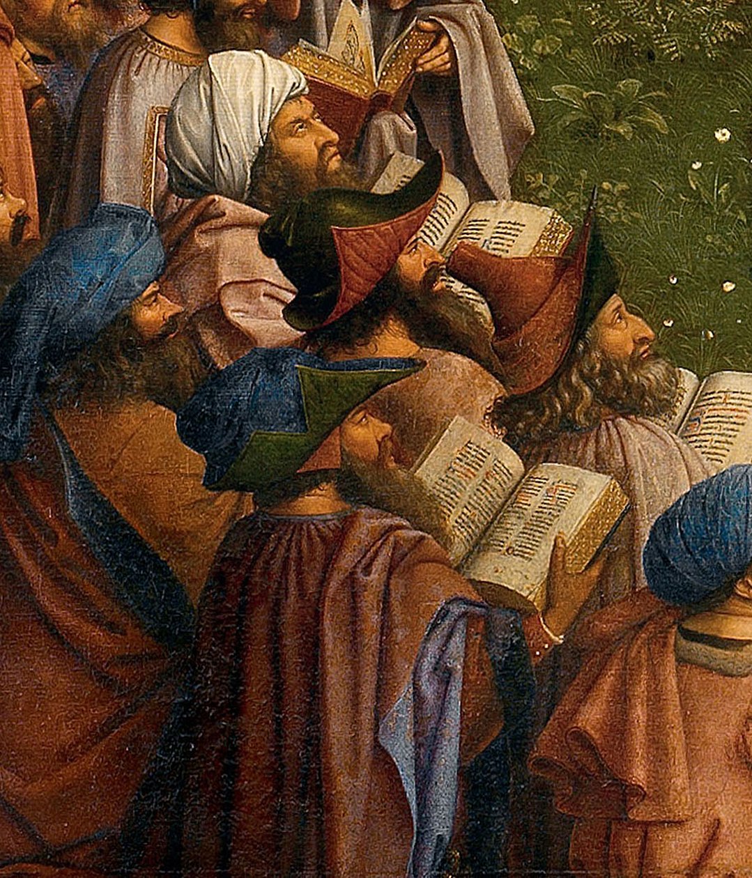 Yksityiskohta Mystisen Karitsan palvonnasta, Gentin alttaritaulusta, keskipaneelin alaosa tekijältä Hubert & Jan van (1390 1441) Eyck