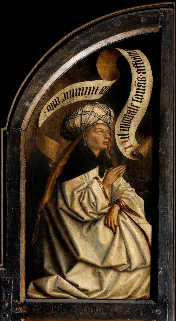 Erythraean Sibyl, Gentin alttaritaulun vasemman siiven ulkopuolelta tekijältä Hubert & Jan van (1390-1441) Eyck