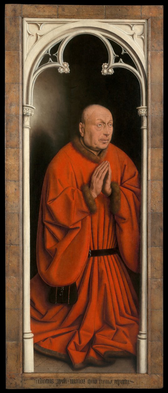 Joost Vijdtin muotokuva, paneeli Gentin alttaritaulun ulkopuolelta tekijältä Hubert & Jan van (1390 1441) Eyck