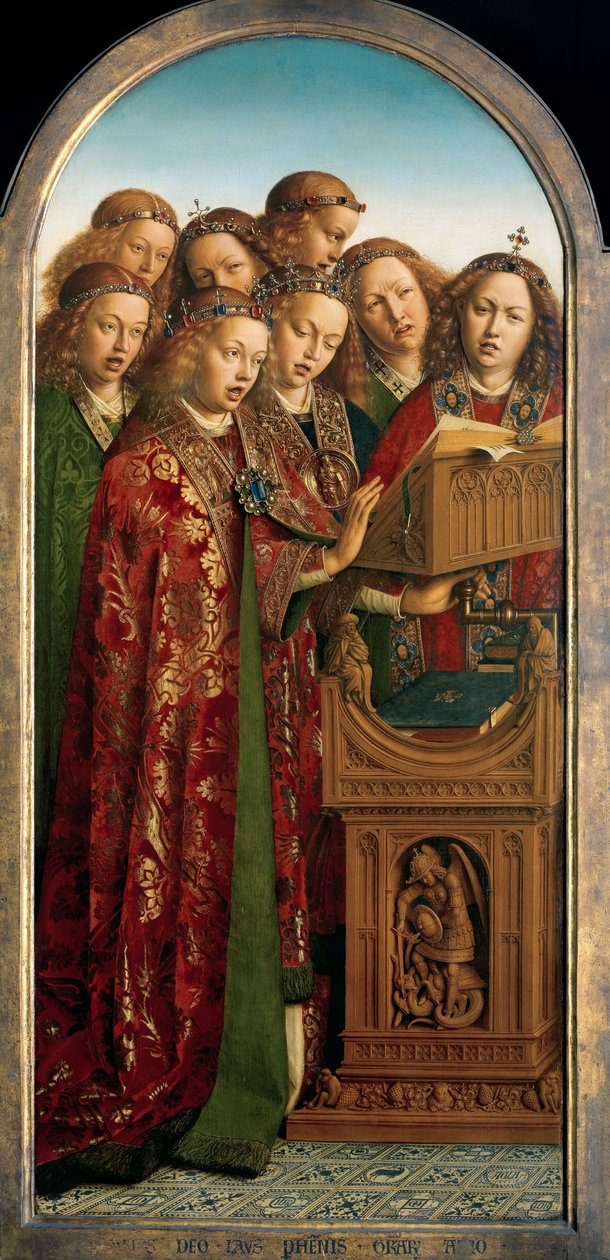 Singing Angels, Gentin alttaritaulun vasemmasta siivestä tekijältä Hubert & Jan van (1390 1441) Eyck